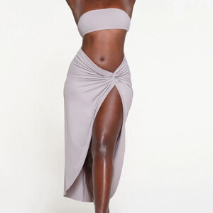 SKIMS Recycled Swim Sarong Skirt Chrome Size XL Stretch